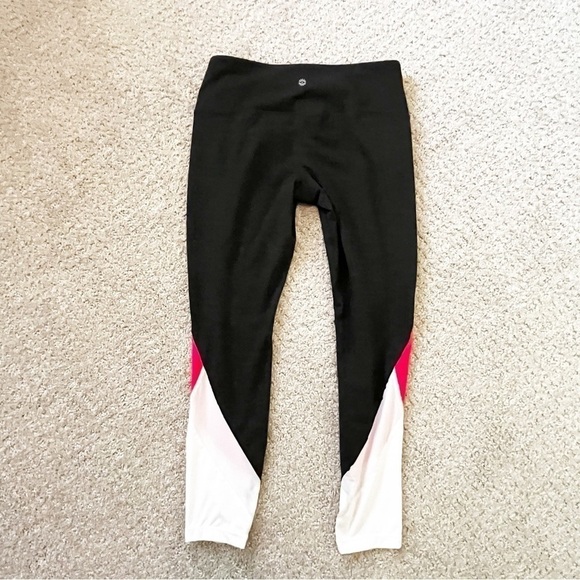 Tangerine Womens Charcoal Gray Coral White Leggings Size S Color Block Active - Picture 4 of 8